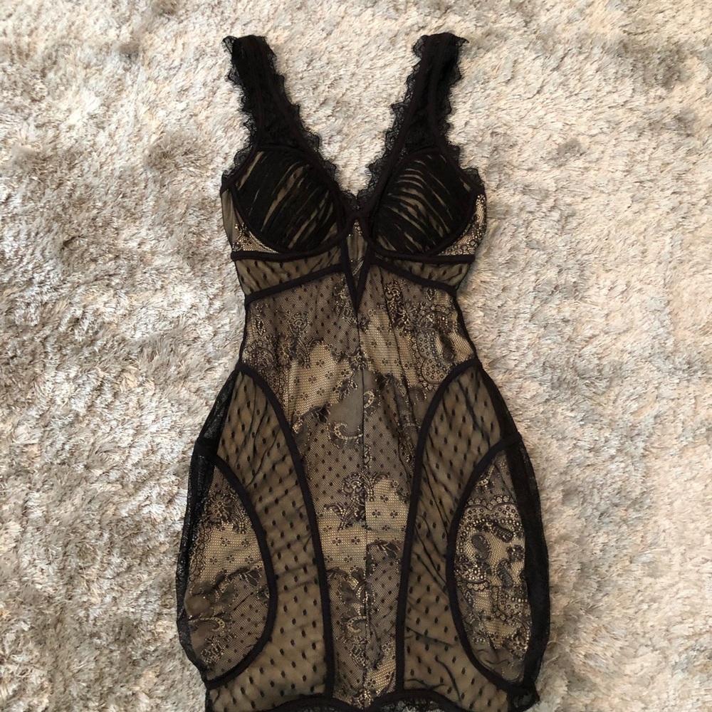 Lace over skin tone slip dress